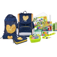 Jolly Schulranzen-Set ERGONOMIC FLEXI Kunstfaser blau/gold