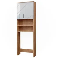 Vicco Irma Waschmaschinenschrank 64 x 191 cm Weiß Hochglanz/Goldkraft