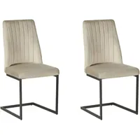 Beliani Esszimmerstuhl LAVONIA Samtstoff taupe 2er Set
