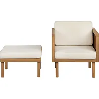 Beliani Gartenstuhl Heller Holzfarbton Beige 65x65x76