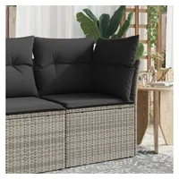 VidaXL Garten-Ecksofa mit Kissen Grau Poly Rattan