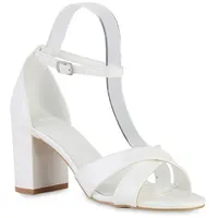 VAN HILL Damen Klassische Sandaletten in Weiss Lack