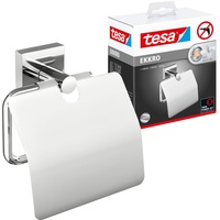 Tesa EKKRO mit Deckel, verchromt - WC-Rollenhalter zur Wandbefestigung