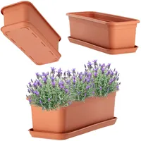 Kadax Blumenkasten mit Untersetzer "Evron", aus Kunststoff, Blumentopf für