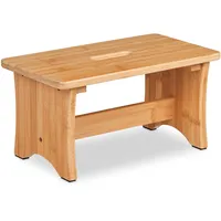 Relaxdays Hocker Bambus, Fußbänkchen, mit Griffaussparung, HBT: 20,5 x