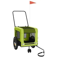 VidaXL Fahrradanhänger Hunde Grün und Schwarz Oxford-Gewebe & Eisen