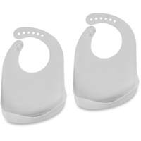 Relaxdays Lätzchen Baby, 2er Set, mit Auffangschale, Silikon, BPA-frei,