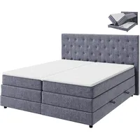 Roller Boxspringbett - grau - H3 - 180x200 cm