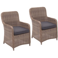 Mendler 2er-Set Poly-Rattan Stuhl HWC-E98, Rattanstuhl Gartenstuhl Korbsessel, Spun