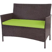 MCW Poly-Rattan Gartenbank Hamar, Sitzbank Bank ~ braun-meliert, Kissen