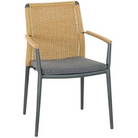 Siena Garden Roma Stapelsessel Aluminium/Teak Natur|Dunkelgrau