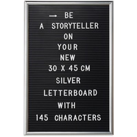 Relaxdays Letterboard, 145 Buchstaben, Zahlen, Sonderzeichen, 45x30 cm, Buchstabentafel