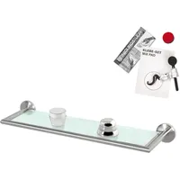 Bremermann Bad-Serie PIAZZA - Glasablage Edelstahl, Glas, 54x6x14 cm,