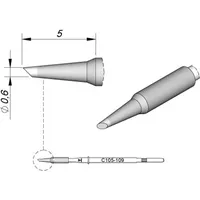 Jbc Lötspitze Serie C105, Rundform, C105109/Ø 0,6 mm, 45°