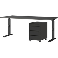 Germania »Mailand«, 2-teiliges Set: Schreibtisch + Rollcontainer grau