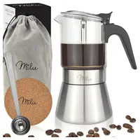 MILU Espressokocher 4 Tassen Silber