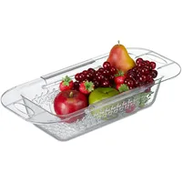 Relaxdays Spülbecken Sieb, ausziehbar von 43,5–57 cm, zum Einhängen,
