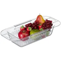 Relaxdays Spülbecken Sieb ausziehbar 43,5–57 cm Kunststoff transparent