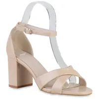 Stiefelparadies Damen Klassische Sandaletten in Beige Lack
