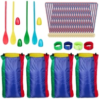 Relaxdays Outdoor Spiele für Kinder, Sackhüpfen, Eierlauf, Dreibeinlauf, 24