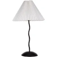 Beliani Tischlampe schwarz Metallfuß gewellt Plisseeschirm Stoffschirm Kegelform JIKAWO