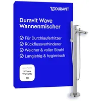 Duravit Wave Einhebel-Wannenmischer bodenstehend, Edelstahl gebürstet