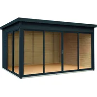 Wolff Finnhaus Pultdachhaus Studio 44-D anthrazit Aluminium Eckverkleidung und