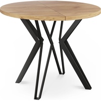 WFL GROUP Esstisch, Eiche Wotan, Holzwerkstoff, Rund,Rund, 100x76x100 cm
