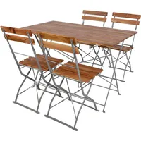 Mojawo Biergarten Set Klapptisch 4 Klappstühle klappbar 120x70cm