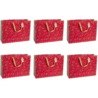 Clairefontaine 6x Geschenktasche 37,3x11,8x27,5cm, Weihnachten Rot X-29511-6C