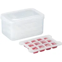 Relaxdays Eiswürfelform Set, 4 Eiswürfelschalen, BPA-frei, Behälter und Deckel,