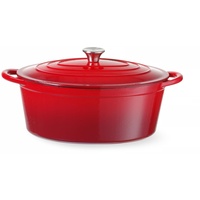 HENDI Emaillierter Gusseisentopf, 6,88L, Rot, 405x255x(H)134mm