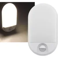 ChiliTec LED Wandleuchte Kunststoff 21,0 cm Bewegungsmelder IP54 weiß