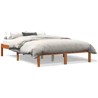 VidaXL Massivholzbett ohne Matratze Wachsbraun 140x200 cm Kiefernholz