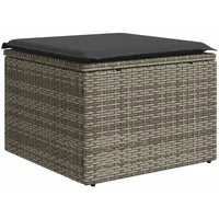 VidaXL Gartenhocker mit Kissen Grau 55x55x37 cm Poly Rattan