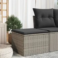 VidaXL Gartenhocker mit Kissen, Grau 55x55x37 cm Poly Rattan
