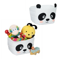 Relaxdays - 2 x Aufbewahrungskorb Filz, Panda-Motiv, Filzkorb Kinder,