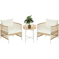 Outsunny 3er Set Rattan Gartenmöbel-Set, Gartengarnitur mit 2 Gartenstühle,