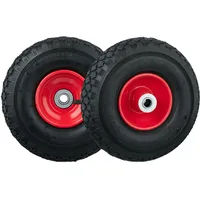 Relaxdays Sackkarrenrad 3.00-4, 2er Set, luftbereiftes Komplettrad mit Stahlfelge,