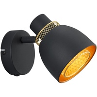 Trio Reality Leuchten Wandleuchte Punch R80811032, Metall Schwarz matt/Goldfarbig,