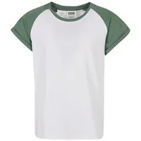 URBAN CLASSICS Girls Contrast Raglan Tee in white/salvia |