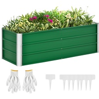 Outsunny Hochbeet aus Stahl Gartenbeet Pflanzkasten Blumenkübel mit Handschuhe
