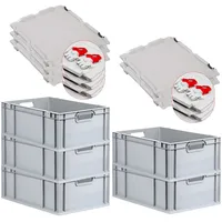 Proregal 5x Eurobox NextGen Grip mit Scharnierdeckel und roten