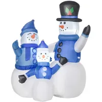 Homcom Schneemannfamilie aufblasbar weiß, blau