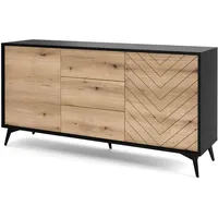 Selsey Boulia - Sideboard mit 3 Schubladen, Schwarz mit