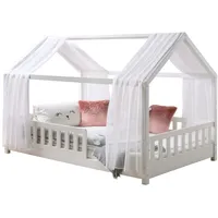 TICAA TiCAA Kinderbett Hausbett mit Tüll Kim 90x200 cm,