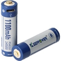 Keeppower Li-ion Akku 14500 mit 1100mAh 3,7V, 50,3x14,2mm, mit