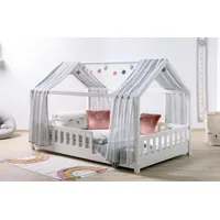 TICAA TiCAA Kinderbett Hausbett mit Tüll Kim 90x200 cm,