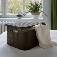 Curver Rattan Style Aufbewahrungsbox mit Deckel, Aufbewahrungskorb, Kunststoff, Aus