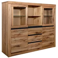 Massivmoebel24 Highboard Wild-/Zerreiche 160x45x140 natur geölt MONTREUX 042